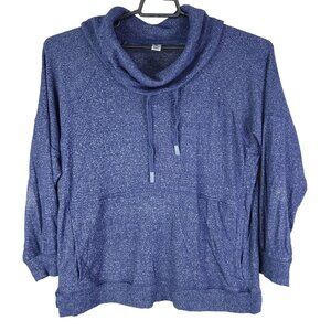 Womens Blue Favorite Lounge Top Shirt Cowl Neck & Pockets Long Sleeve Size XXL